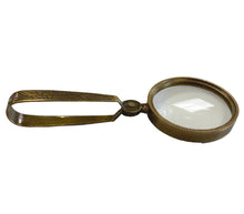 Load image into Gallery viewer, 4-3/4" Antiqued Brass Magnifying Glass with Folding Handle