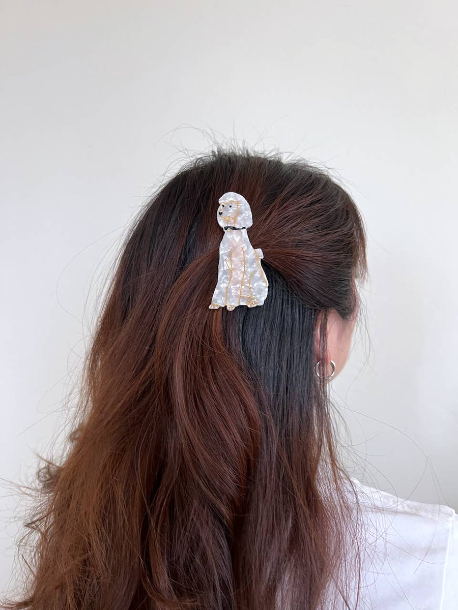 Hand-painted Poodle Dog Barrette Hair Clip | Eco-Friendly