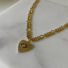 Load image into Gallery viewer, Listen To Your Angel Necklace. Gold Chain and Heart Charm: Silver - White Gold Filled