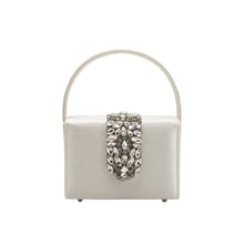 Load image into Gallery viewer, Liliana White Satin Jeweled Crossbody Bag