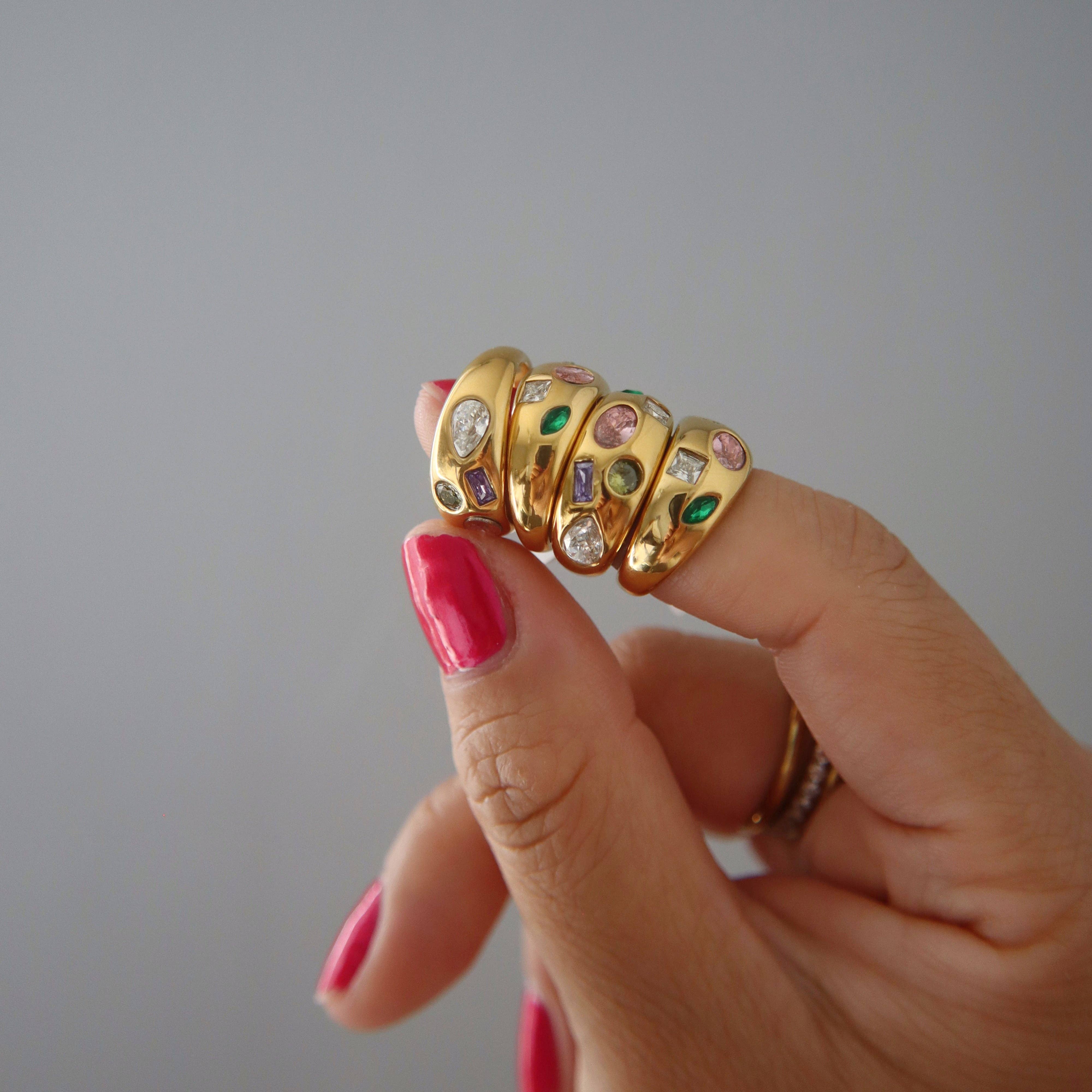 Mosaic Ring | Multicolor Gem Ring: 8