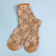 Sweet Flower Tube Socks: Yellow
