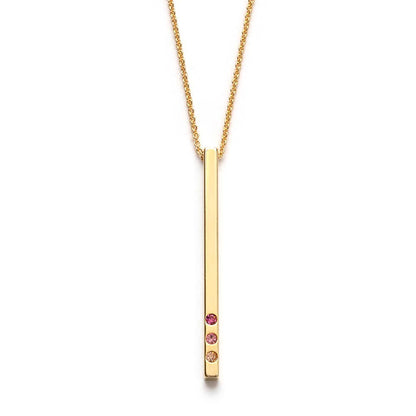 Gold Bar with Ombre Crystal Necklace: Earth