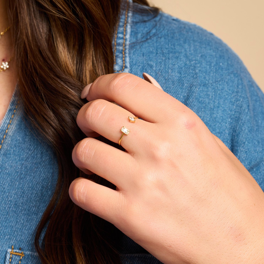 Rosie Dainty Crystal Adjustable Ring: 6/7