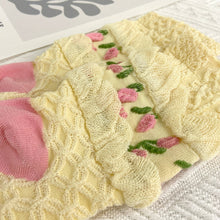 Load image into Gallery viewer, Tulip Mid Calf Floral Vintage Socks: Blue