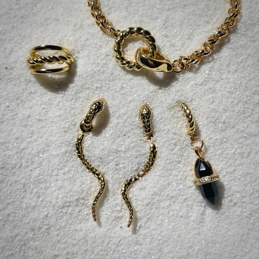 Serpentine Earrings: Silver