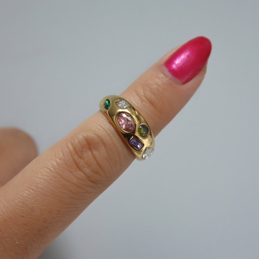 Mosaic Ring | Multicolor Gem Ring: 8