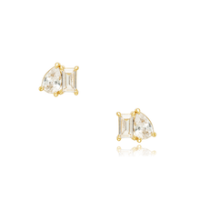 Load image into Gallery viewer, Toi et Moi Studs: Gold plate / Pair