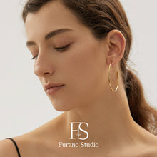 Load image into Gallery viewer, 18k Gold Hoop Earring; Large Statement Dangle Earring