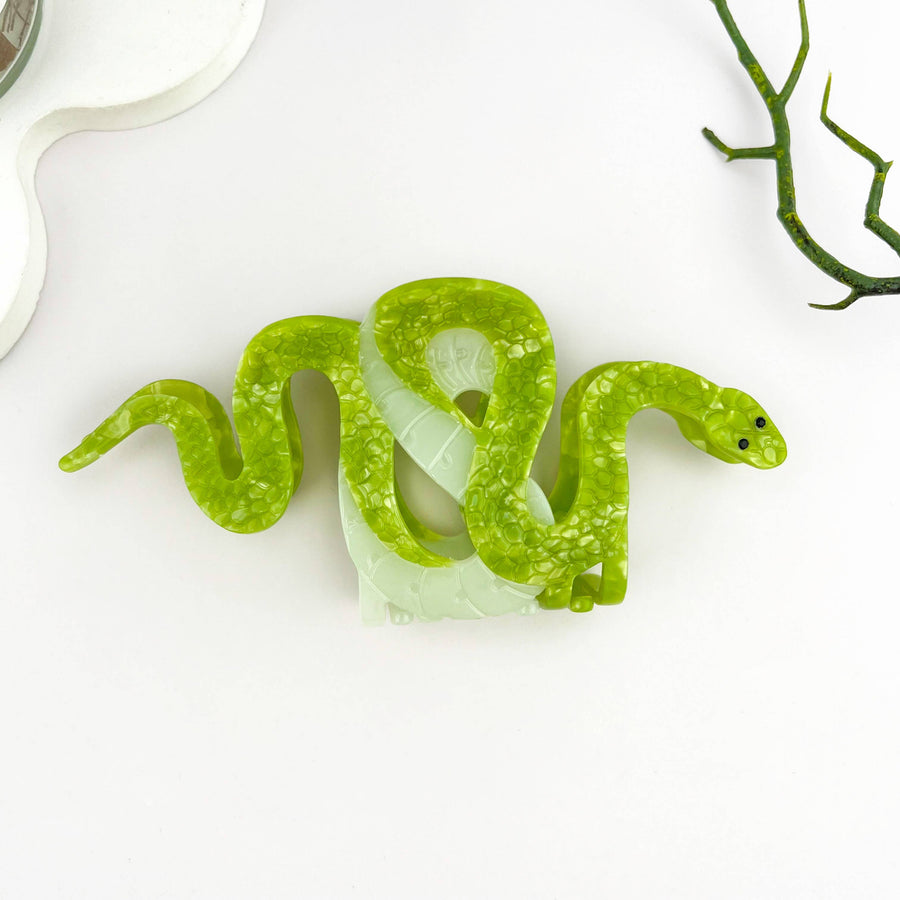 Two-color Snake Hair Clip, Acetate Animal Claw Clip: Black