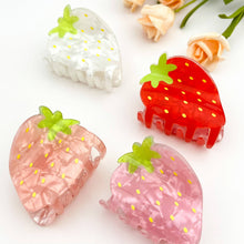 Load image into Gallery viewer, Strawberry Acrylic Printed Hair Claw Clip: Red
