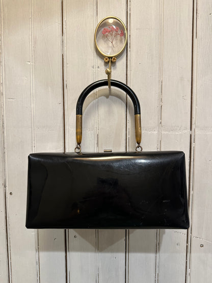 Black patent leather box bag *very rare*