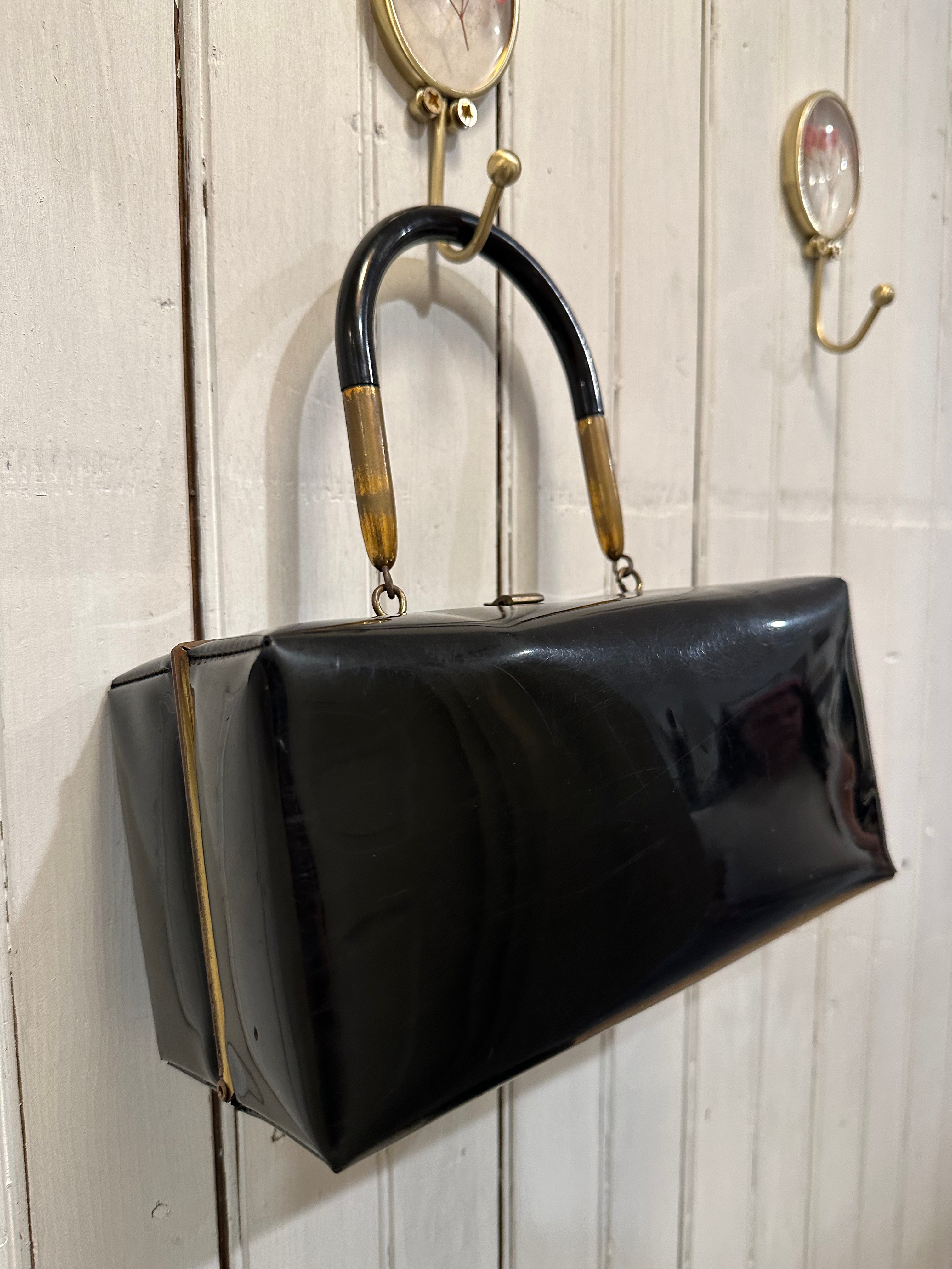 Black patent leather box bag *very rare*