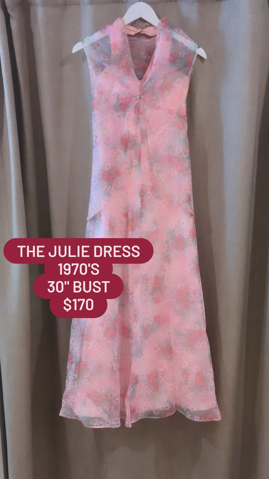 The Julie dress, 1970’s, 30” Bust