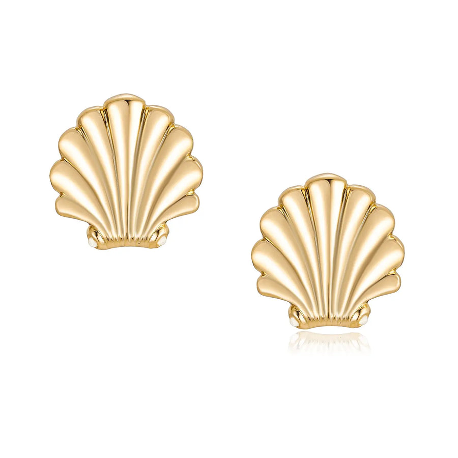 Rio Shell Statement Studs: Gold plate