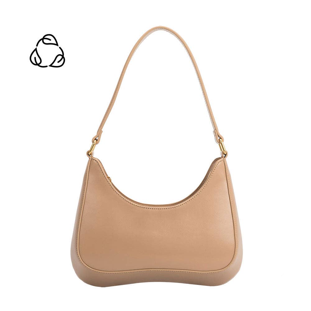 Yvonne Recycled Vegan Leather Small Shoulder Bag in Nude