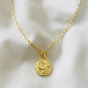 Over The Moon Gold Filled Necklace Moon star paperclip chain