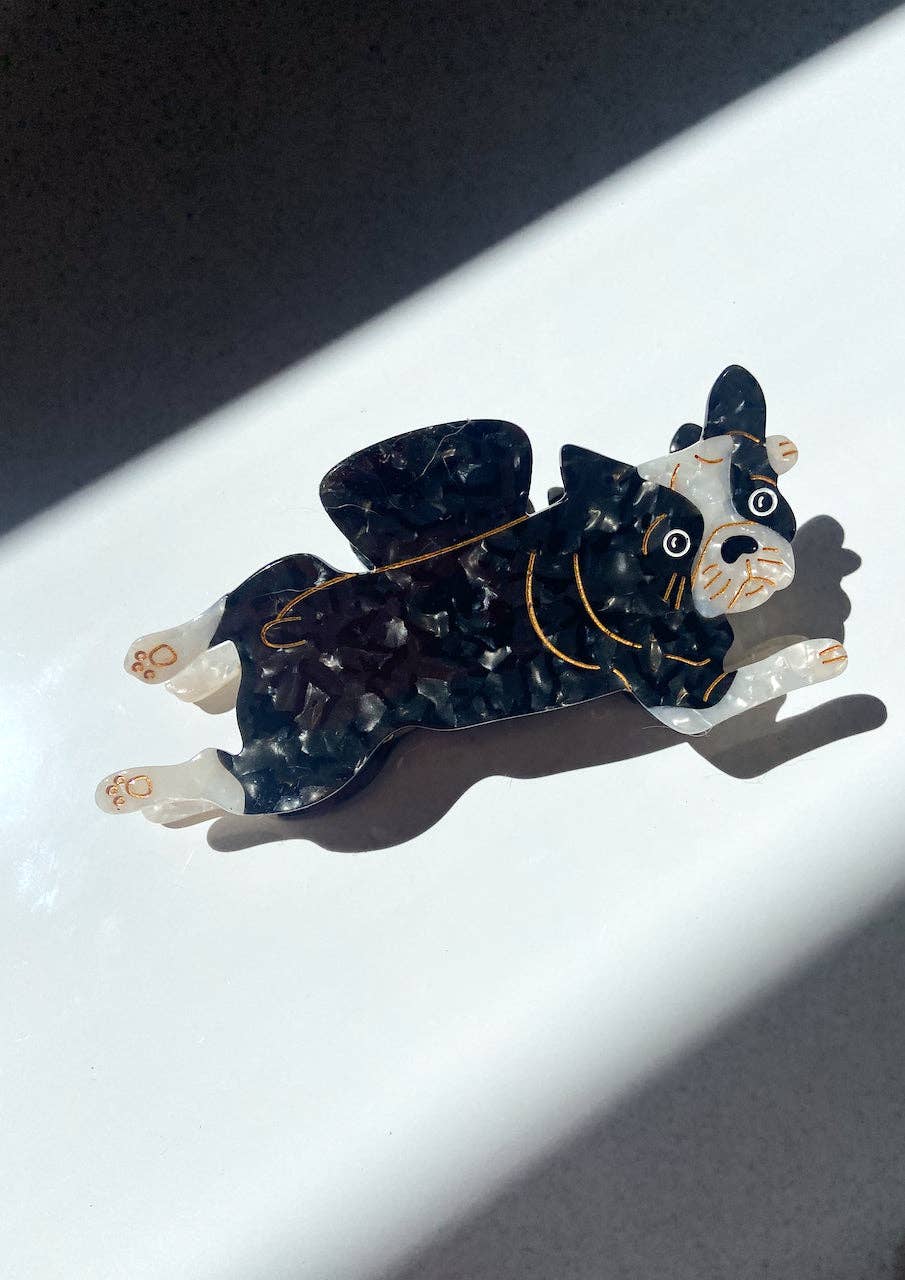 Hand-painted French Bulldog Dog Claw Hair Clip | Eco-Friendl