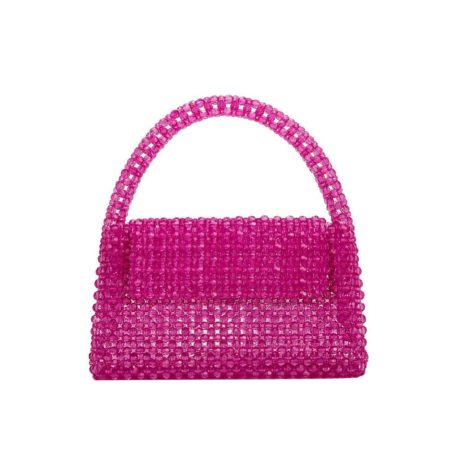 Sherry Small Beaded Top Handle Bag in Fuchsia