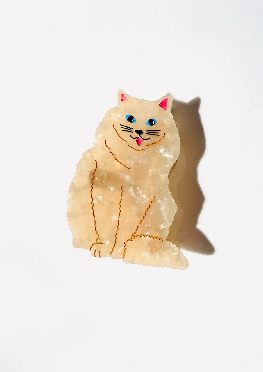 Hand-painted Persian Cat Claw Hair Clip | Eco-Friendly