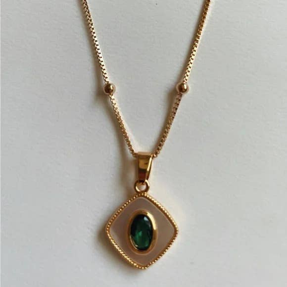 Kashmire Necklace, 14k GF w/ MOP CZ