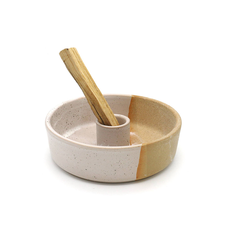 Beige Ceramic Palo Santo Burner 4''