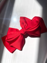 Giant Satin Bow Hair Clip: Red