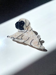 Hand-painted Pug Dog Breed Claw Hair Clip | Eco-Friendly