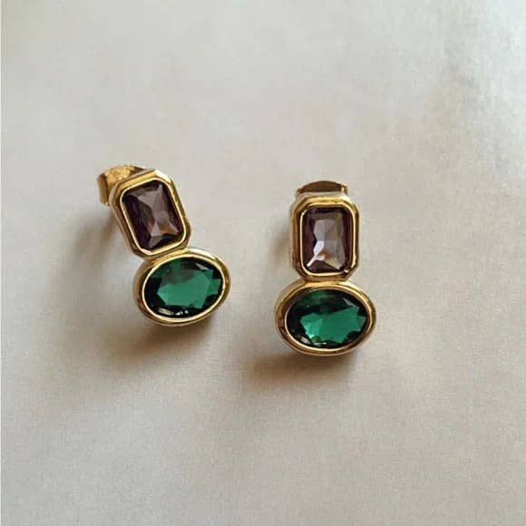 Emerald Rush Studs, GF CZ