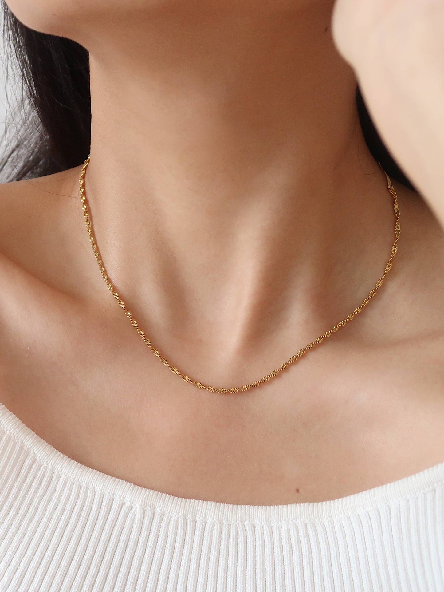 Gold Plated Rope Necklace, Gold Chain Necklace