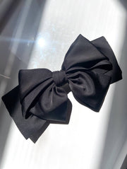 Giant Satin Bow Hair Clip: Black