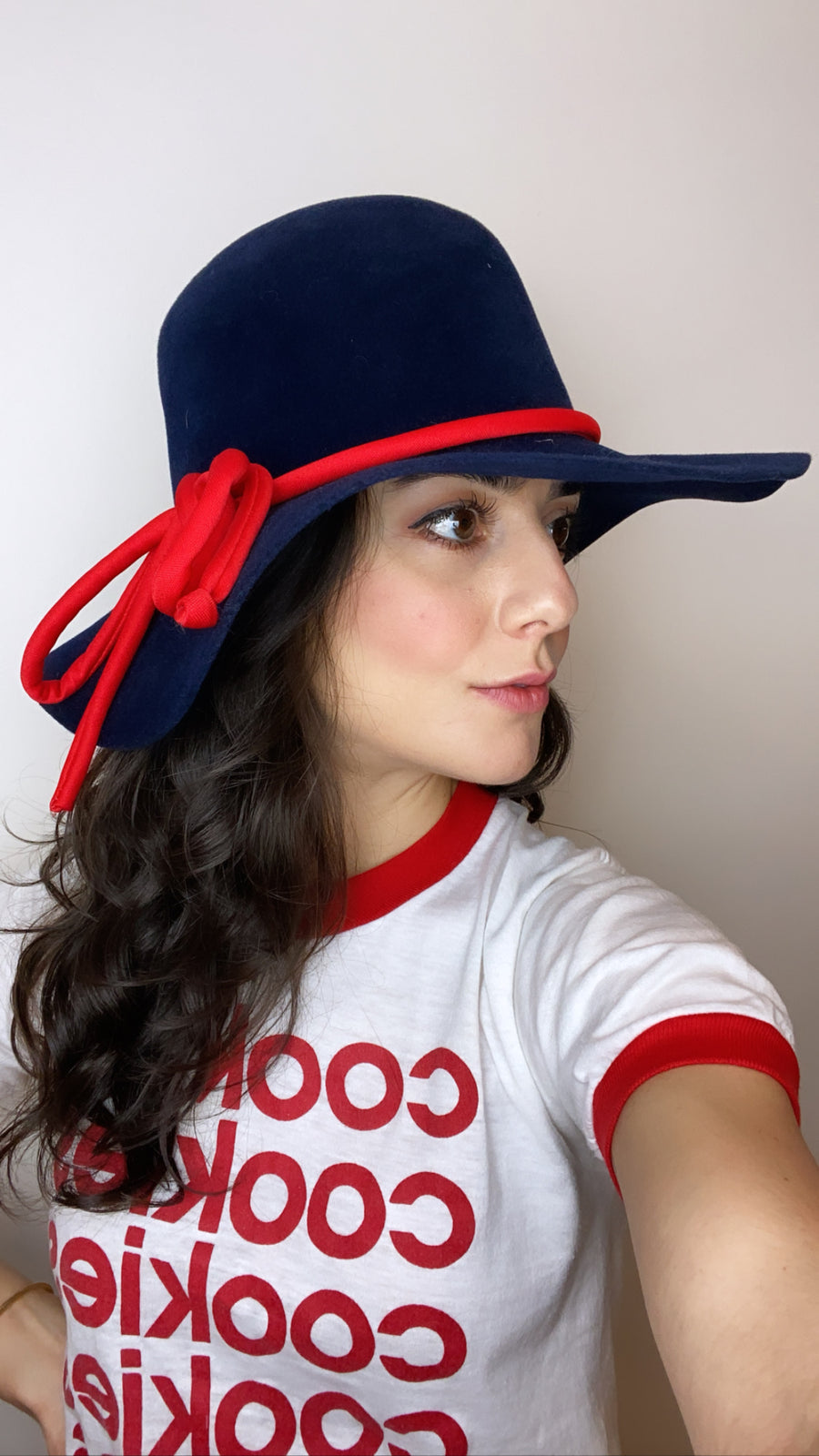 Navy Felt Hat by Macy's, 1970's