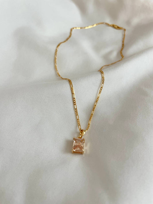 Peach Stone Gold Filled Necklace Gemstone Charm