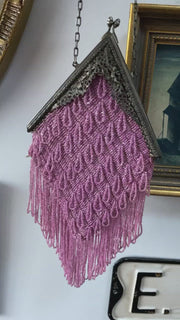 1920’s pink beaded purse with cherubs