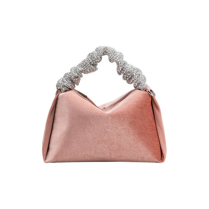 Estela Blush Velvet Top Handle Bag