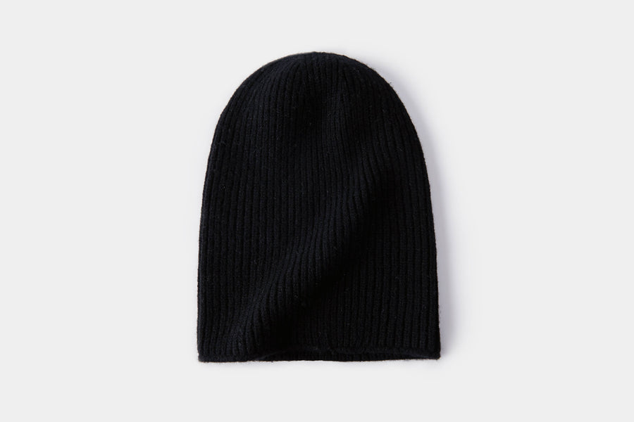 Black Cashmere Wool Beanie