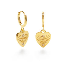 Load image into Gallery viewer, Heart with Eye Huggie Hoops