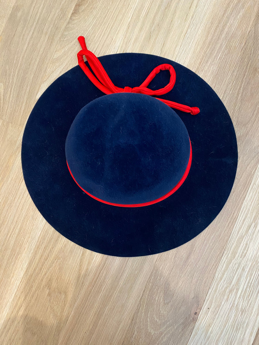 Navy Felt Hat by Macy's, 1970's