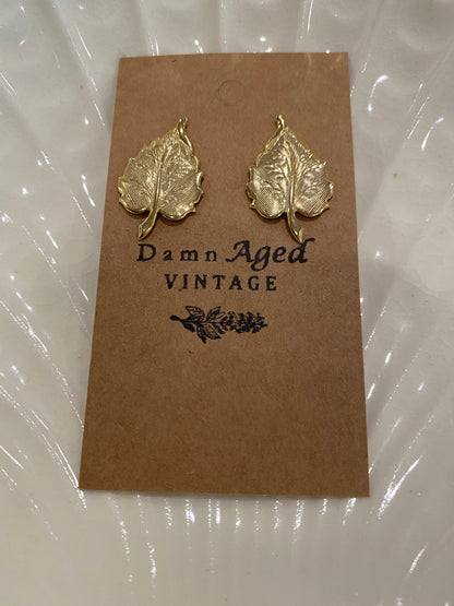 Gold Leaf Earrings, 1980's