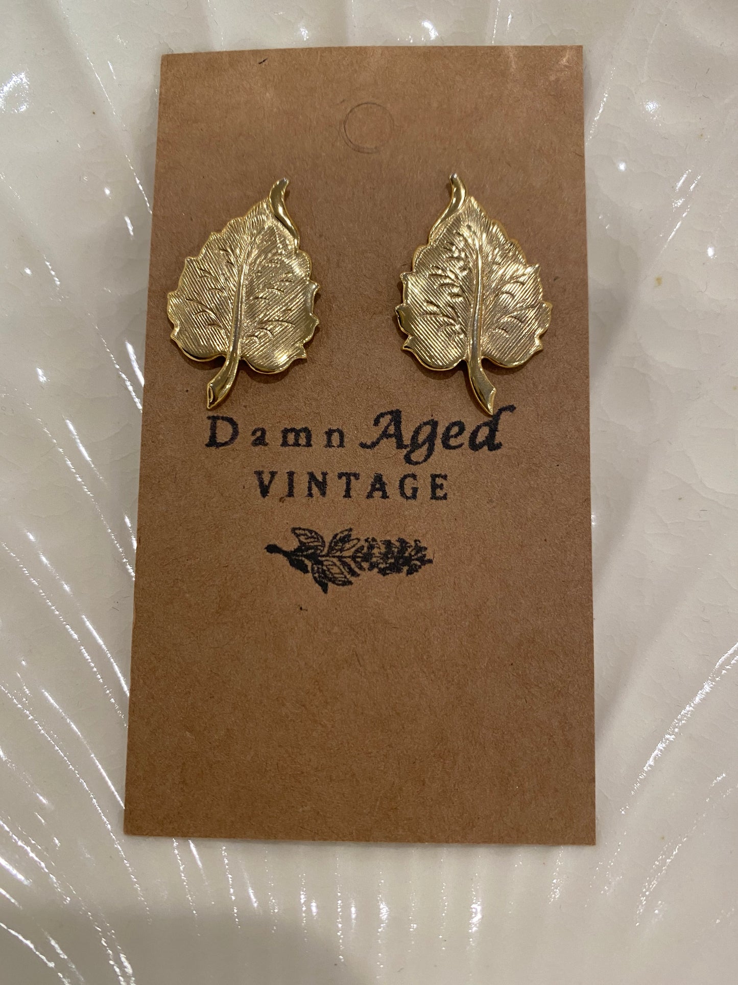 Gold Leaf Earrings, 1980's