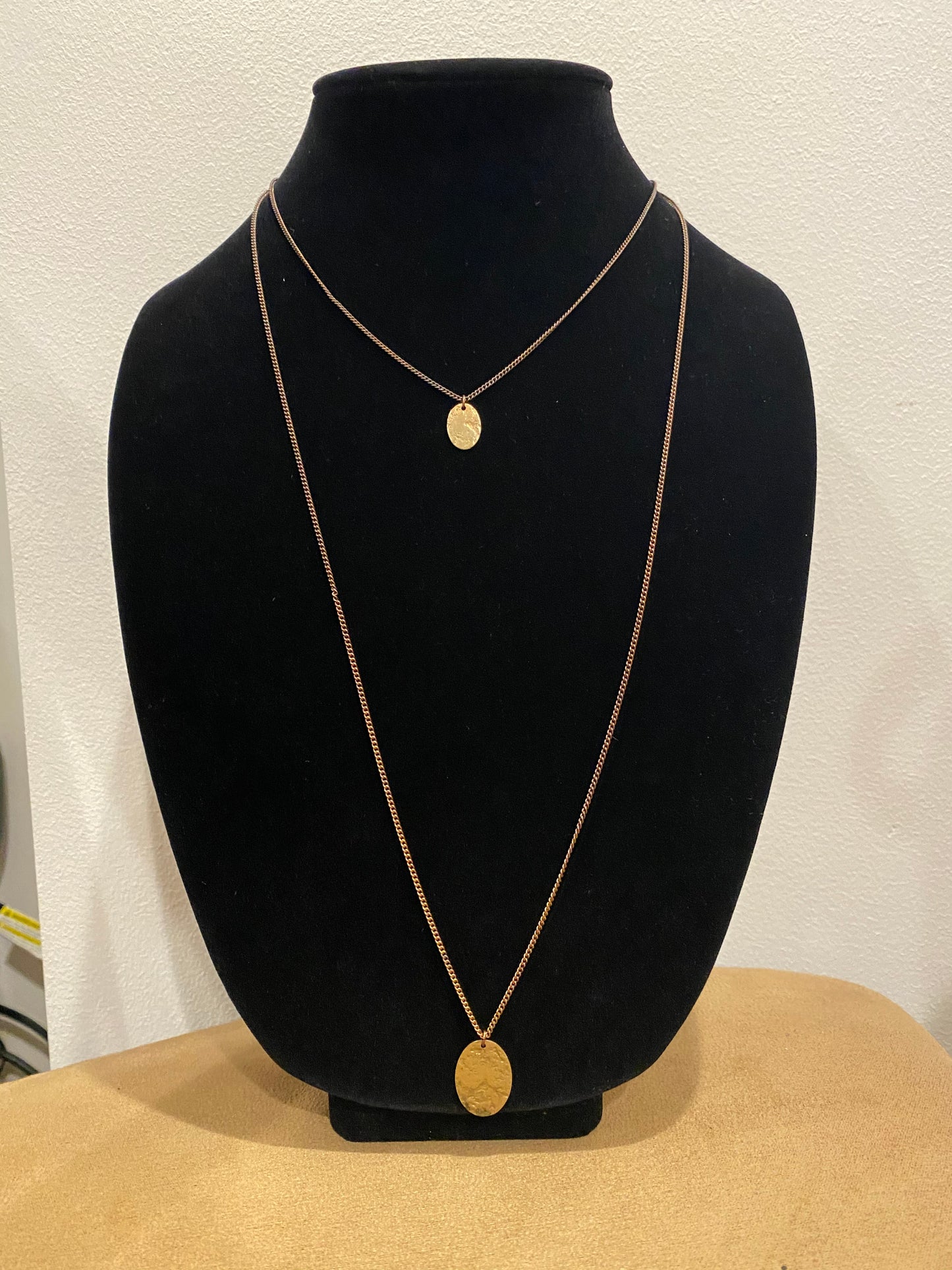 Two chain gold drop necklace