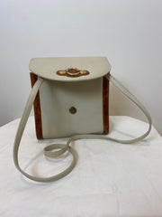 Tan and Brown Leather Structures Purse, 1980's