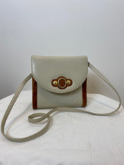 Tan and Brown Leather Structures Purse, 1980's