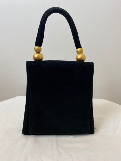 Black Suede Purse with Gold