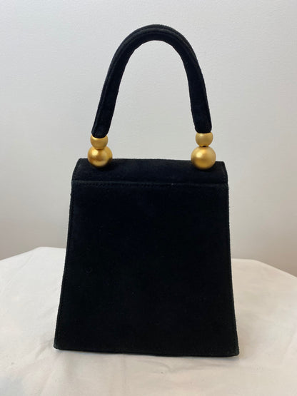 Black Suede Purse with Gold