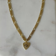 Listen To Your Angel Necklace. Gold Chain and Heart Charm: Silver - White Gold Filled