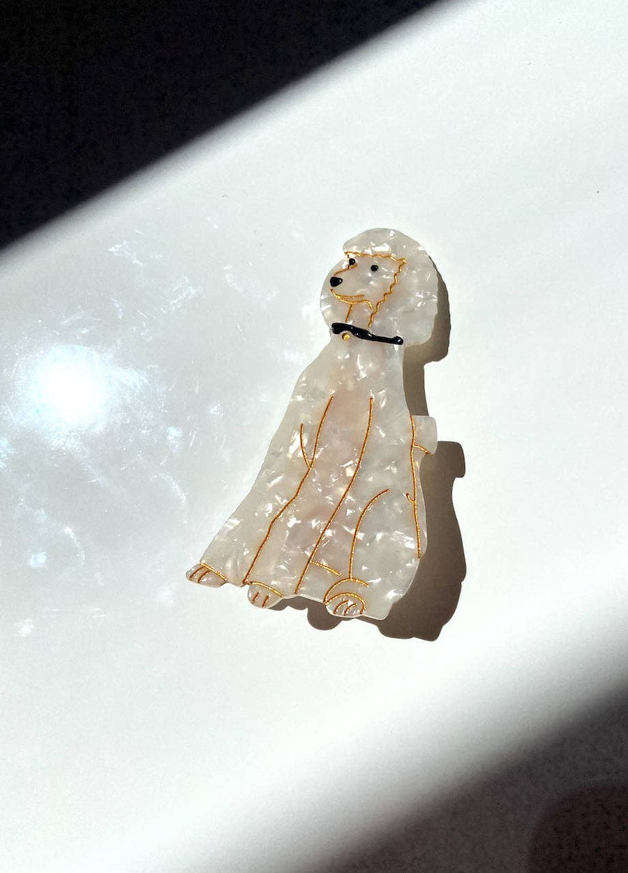 Hand-painted Poodle Dog Barrette Hair Clip | Eco-Friendly