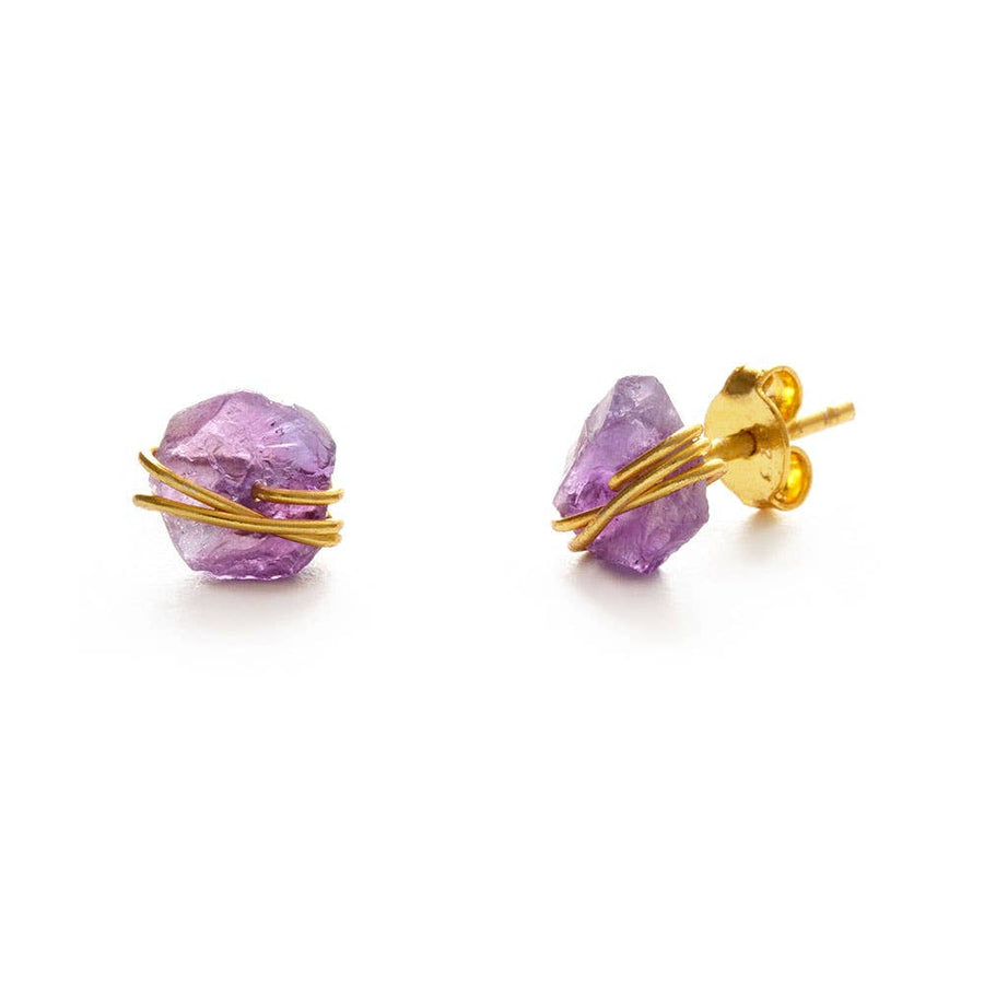 Rough Cut Gemstone Stud Earrings