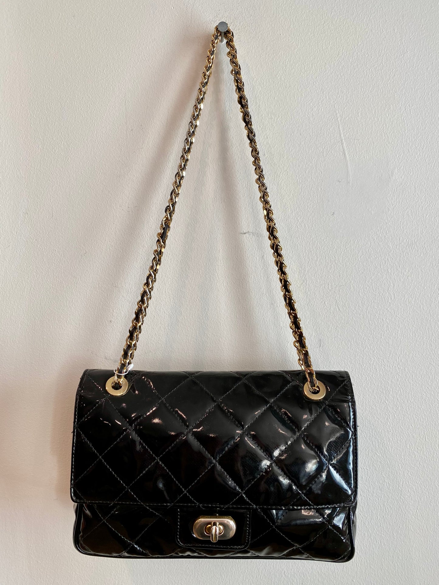Black Patent Leather Quilted Bag