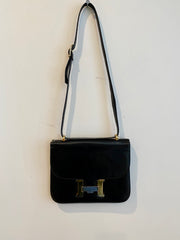 Black Handbag with Gold "H" Enclosure